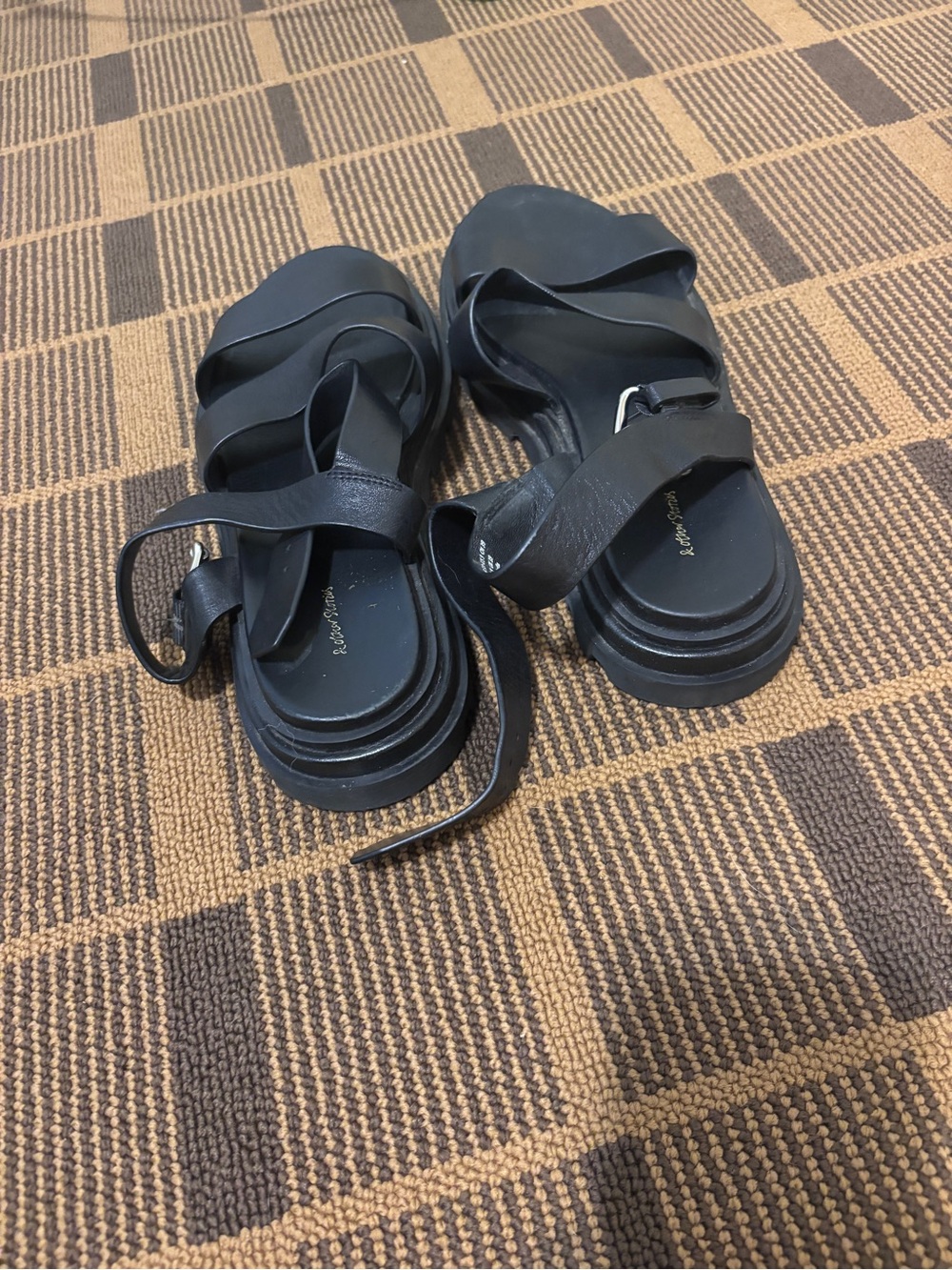 Black Strappy Platform Sandals - Women